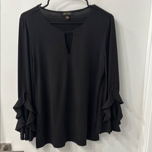 Melissa Paige Women's Black Blouse with Ruffle Sleeves